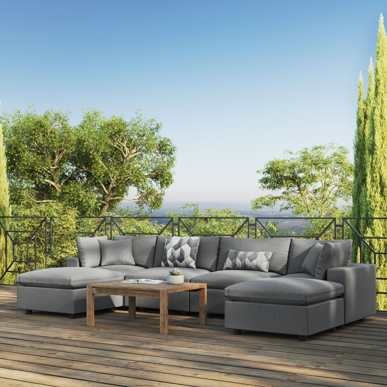 Commix 6-Piece Outdoor Patio Sectional Sofa-EEI-5585