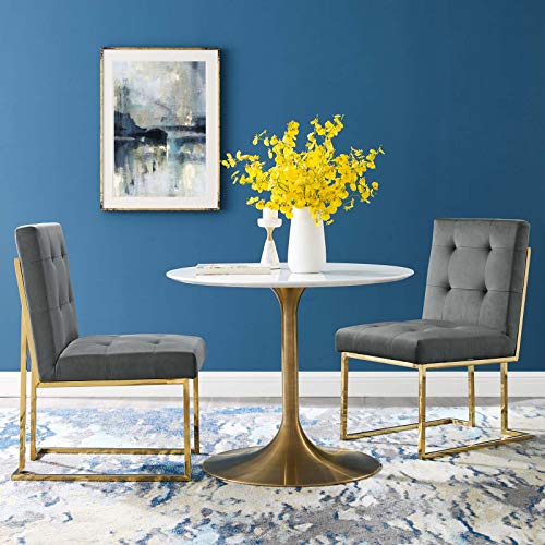 Modway Privy Gold Stainless Steel Performance Velvet Dining Chair Set of 2