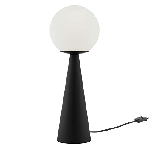Modway Apex 1-Light Contemporary Glass Globe Table Lamp in White/Black