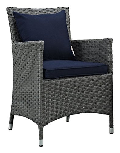 Modway EEI-2242-CHC-RED-SET Sojourn 2 Piece Outdoor Patio Sunbrella Dining Set in Canvas Red, Chairs