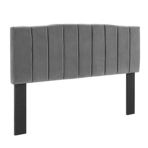 Modway Camilla Channel Tufted Performance Velvet Full/Queen Headboard in Charcoal