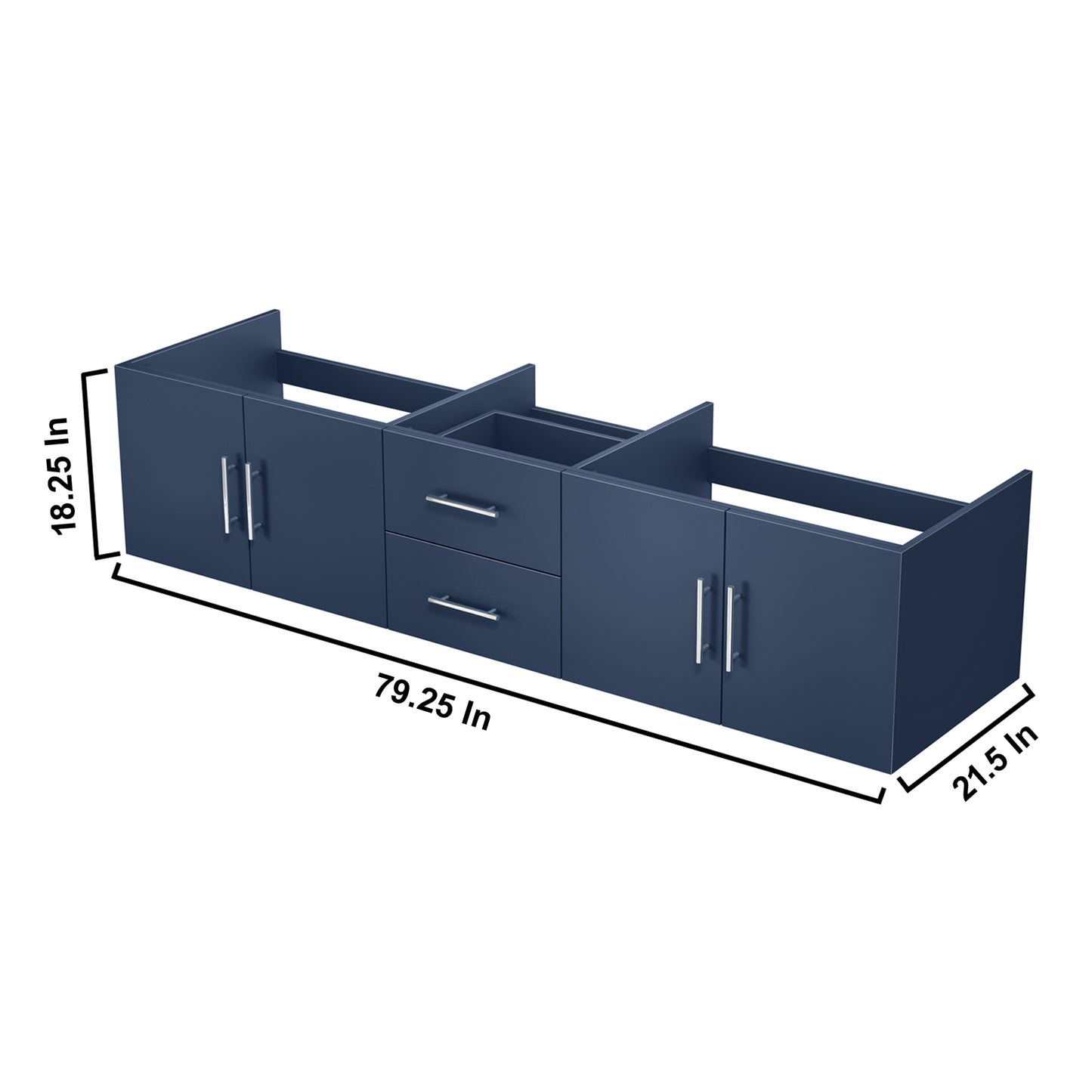 Geneva 80" Navy Blue Vanity Cabinet Only