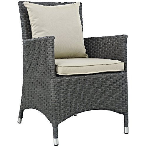 Modway EEI-2242-CHC-RED-SET Sojourn 2 Piece Outdoor Patio Sunbrella Dining Set in Canvas Red, Chairs