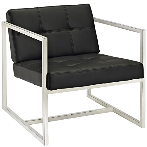 Modway Hover Upholstered Vinyl Lounge Chair in Black