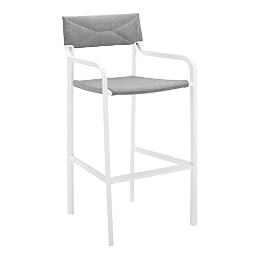 Modway EEI-3574-WHI-NAV Raleigh Outdoor Patio Aluminum Stackable Dining Bar Stool (Fully Assembled)