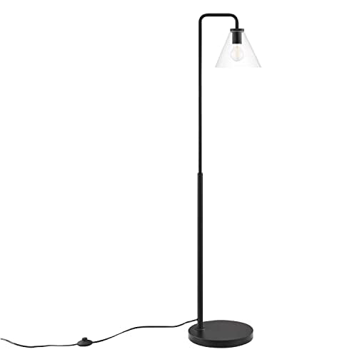 Modway Element Transparent Glass/Iron/PVC Floor Lamp in Black