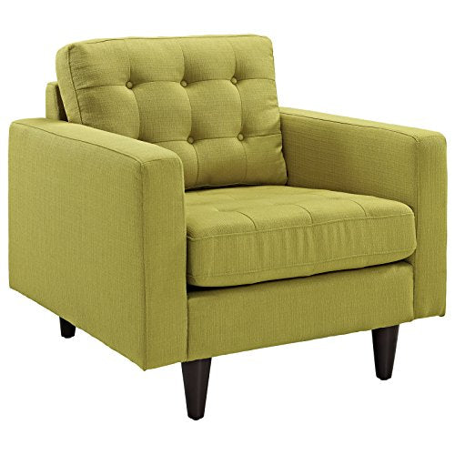Modway Empress Mid-Century Modern Upholstered Fabric Accent Arm Lounge Chair in Wheatgrass
