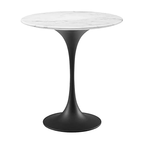 Modway White Lippa Round Artificial Marble Side Table EEI-5690-BLK-WHI