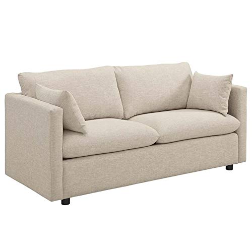 Modway Activate Contemporary Modern Fabric Upholstered Apartment Sofa Couch In Beige