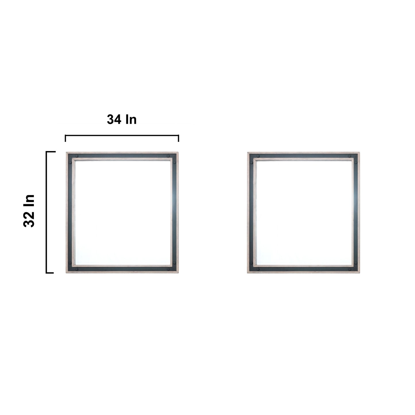 Ziva 84" Rustic Barnwood Double Vanity, no Top and 34" Mirrors