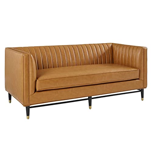 Modway Devote Channel Tufted Performance Velvet Sofa, Loveseat, Tan