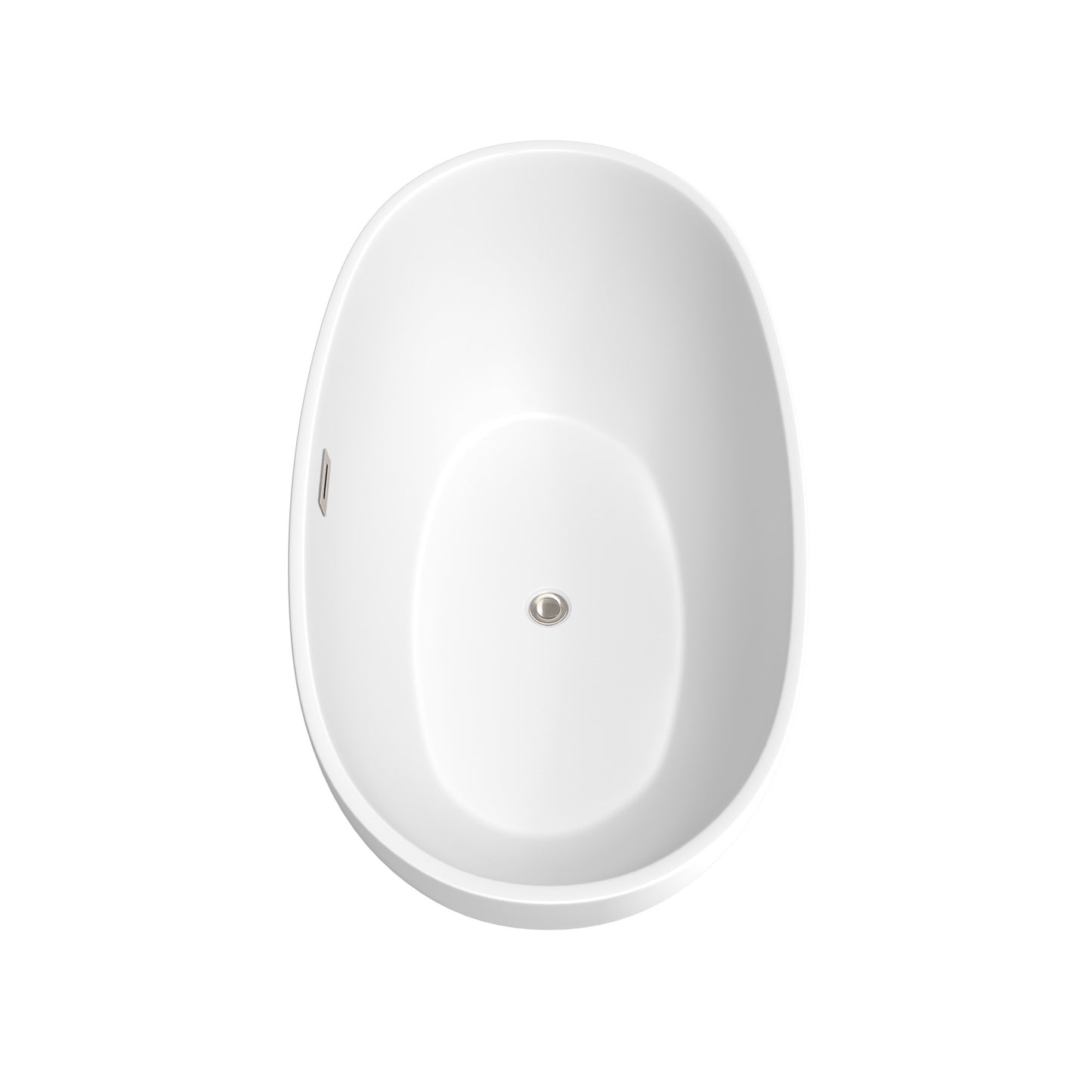Juno 59 Inch Freestanding Bathtub in Matte White with Floor Mounted Faucet, Drain and Overflow Trim in Brushed Nickel