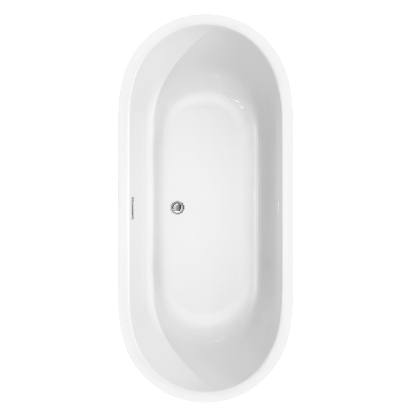 Juliette 71 Inch Freestanding Bathtub in White with Floor Mounted Faucet, Drain and Overflow Trim in Polished Chrome