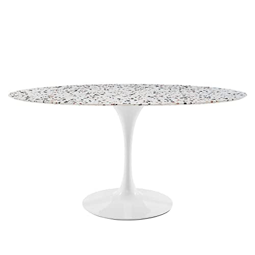 Modway White Lippa Oval Terrazzo Dining Table EEI-5734-WHI-WHI