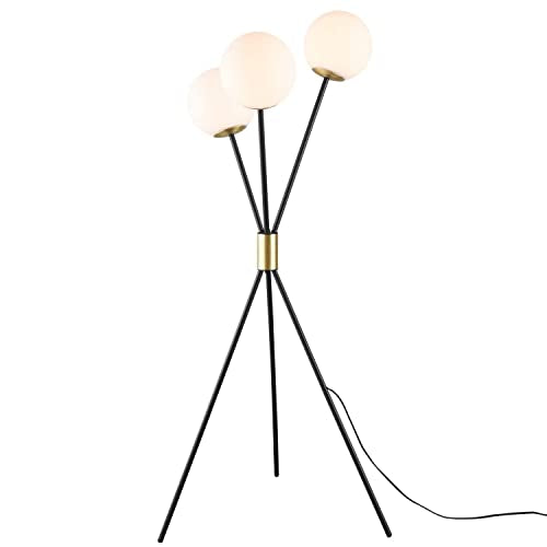 Modway Vera 3-Light Contemporary Metal Floor Lamp in Black Finish