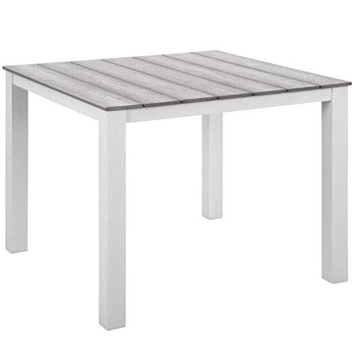 Modway Maine Aluminum Outdoor Patio 40" Dining Table in