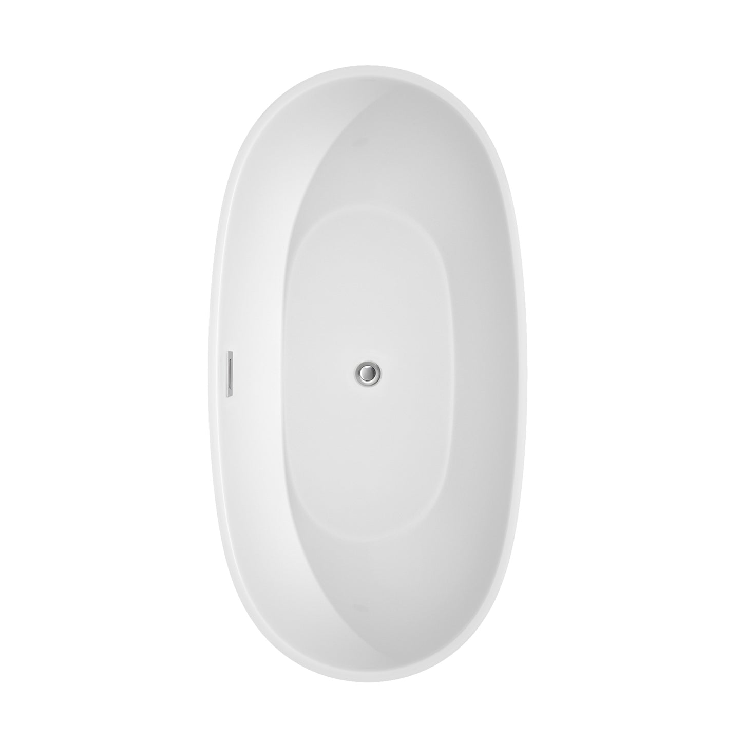 Juno 63 Inch Freestanding Bathtub in White with Floor Mounted Faucet, Drain and Overflow Trim in Polished Chrome