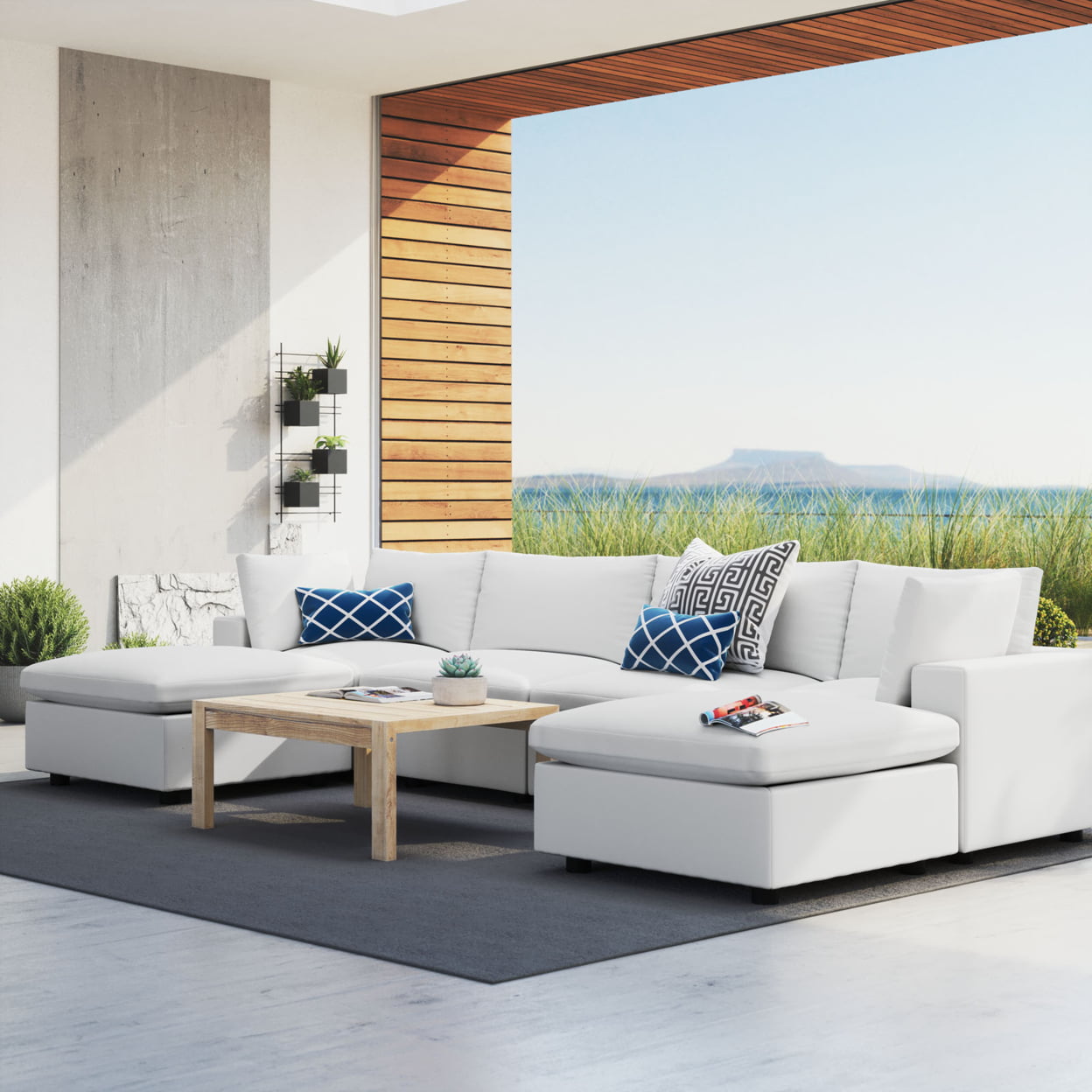 Commix 6-Piece Sunbrella Outdoor Patio Sectional Sofa-EEI-5586
