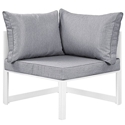 Modway Fortuna Aluminum Outdoor Patio Corner Chair in Brown White