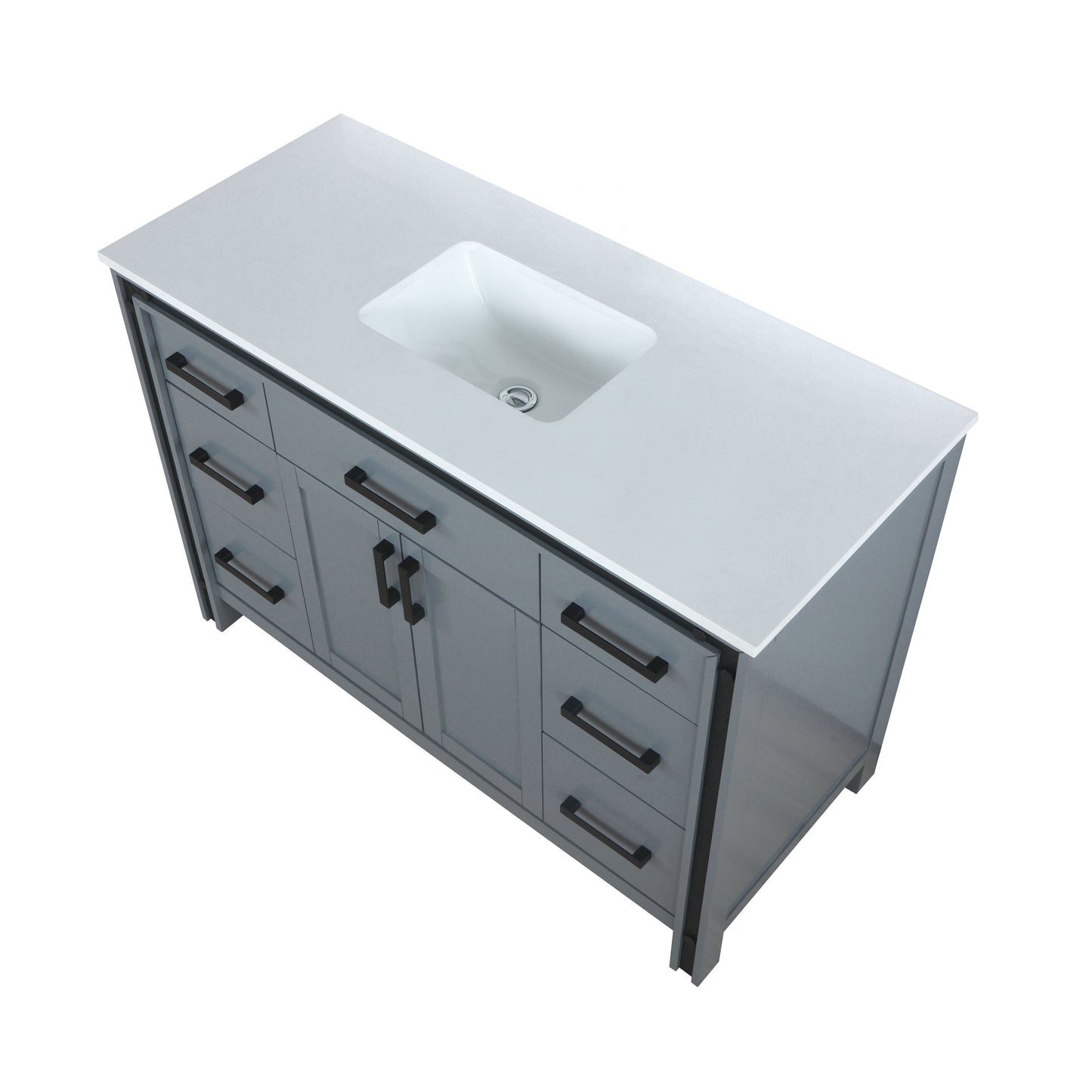 Ziva 48" Dark Grey Single Vanity, Cultured Marble Top, White Square Sink and no Mirror
