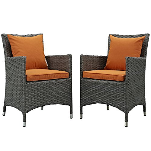 Modway EEI-2242-CHC-RED-SET Sojourn 2 Piece Outdoor Patio Sunbrella Dining Set in Canvas Red, Chairs