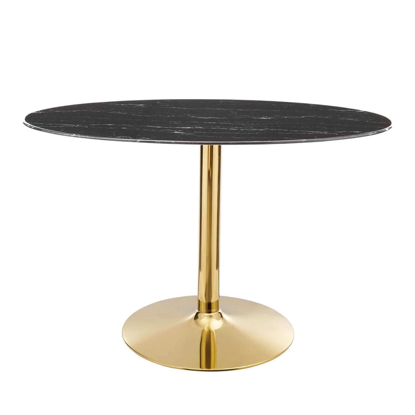 Modway Verne 48" Modern Artificial Marble & Metal Dining Table in Black/Gold