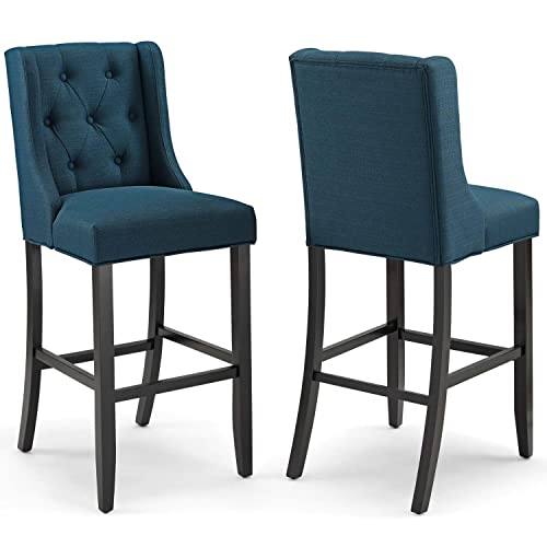 Modway Baronet Bar Stool Upholstered Fabric Set of 2, Azure