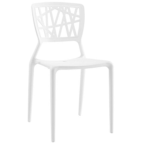 Modway Astro Stacking Accent Kitchen and Dining Room Chair in White - Fully Assembled