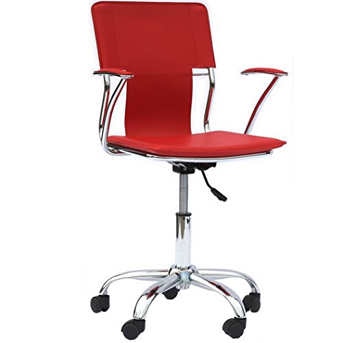 Modway Studio Faux Leather Swivel Task Office Chair in Red