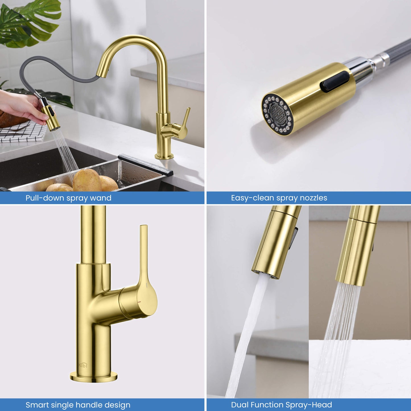 Fusion Single Handle Pull Down Kitchen & Bar Sink Faucet β KKF2017
