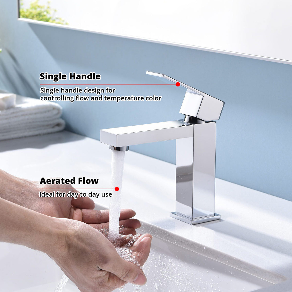 Lexora Monte Single Hole Stainless Steel Bathroom Faucet in Chrome