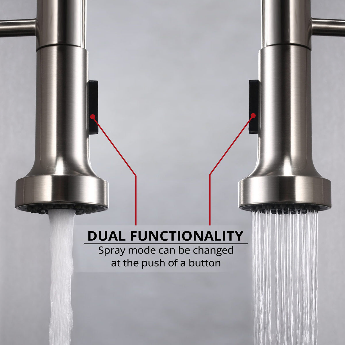 Lexora Lanuvio Brass Single-Handle Pull-Down Spray Kitchen Faucet in Brushed Nickel