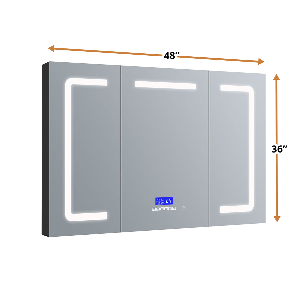 Lexora Lesina 48 in. W x 36 in. H Surface-Mount LED Mirror Medicine Cabinet with Defogger
