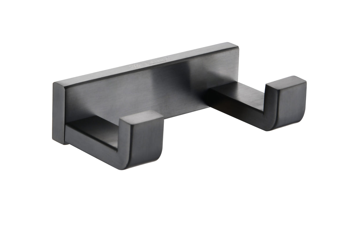 Lexora Bagno Bianca Stainless Steel Double Robe Hook in Gun Metal