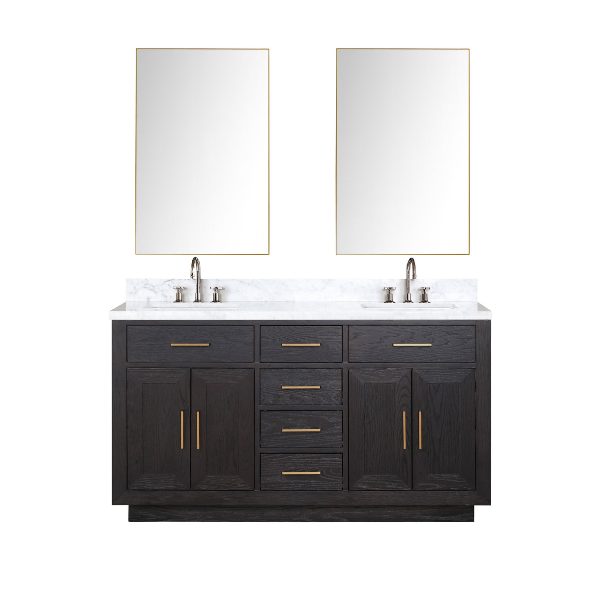 Lexora Abbey 60 in. Black Oak Double Sink Bath Vanity