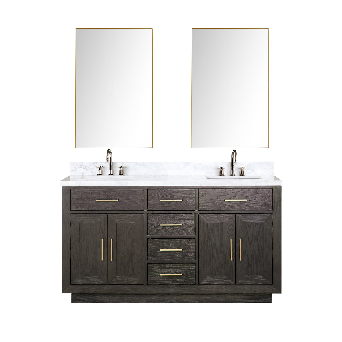 Lexora Abbey 60 in. Brown Oak Double Sink Bath Vanity