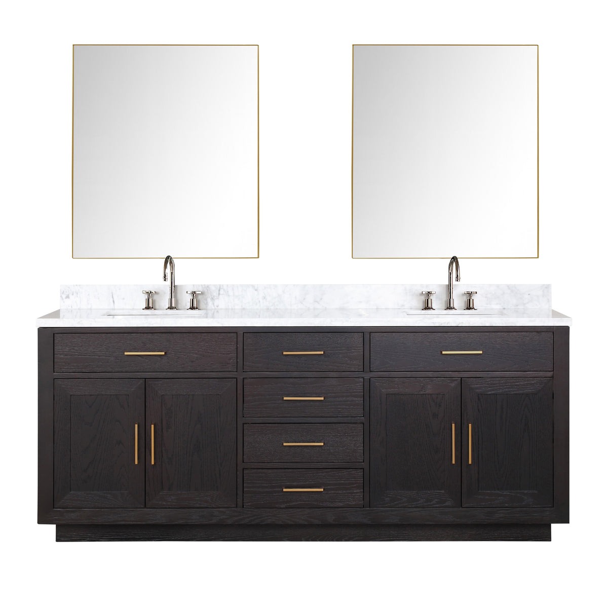 Lexora Abbey 80 in. Black Oak Double Sink Bath Vanity