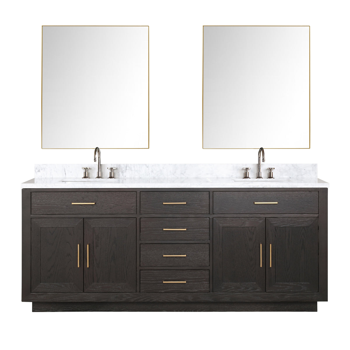 Lexora Abbey 80 in. Brown Oak Double Sink Bath Vanity