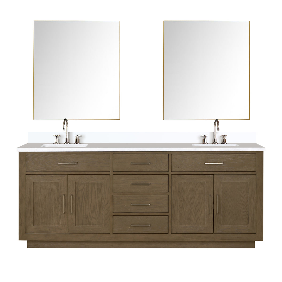 Lexora Abbey 80 in. Grey Oak Double Sink Bath Vanity