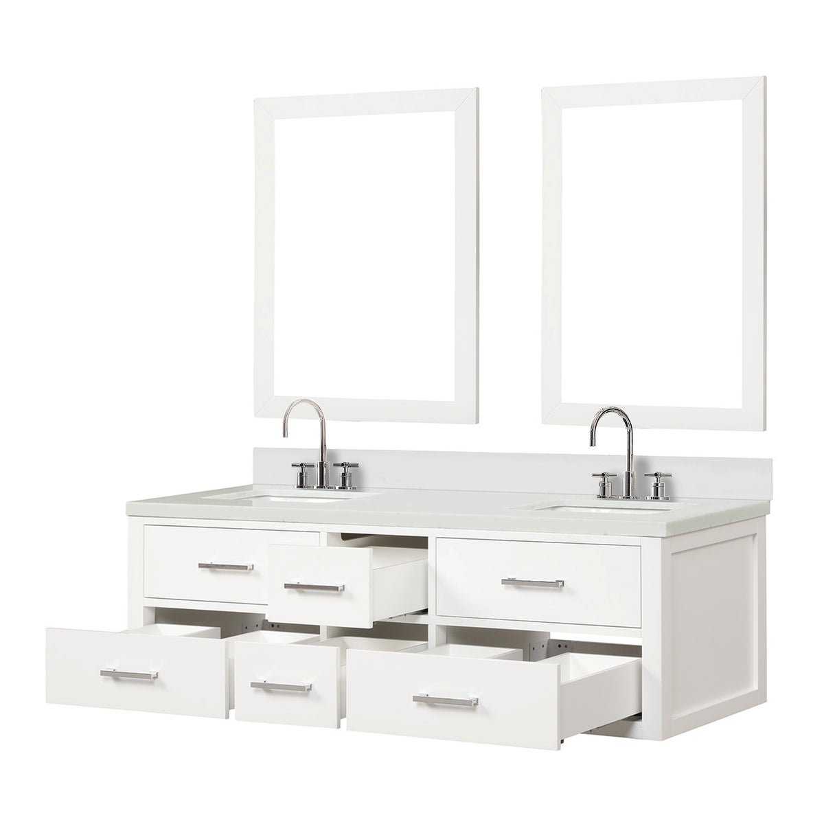 Lexora Castor 60 in. White Double Sink Bath Vanity