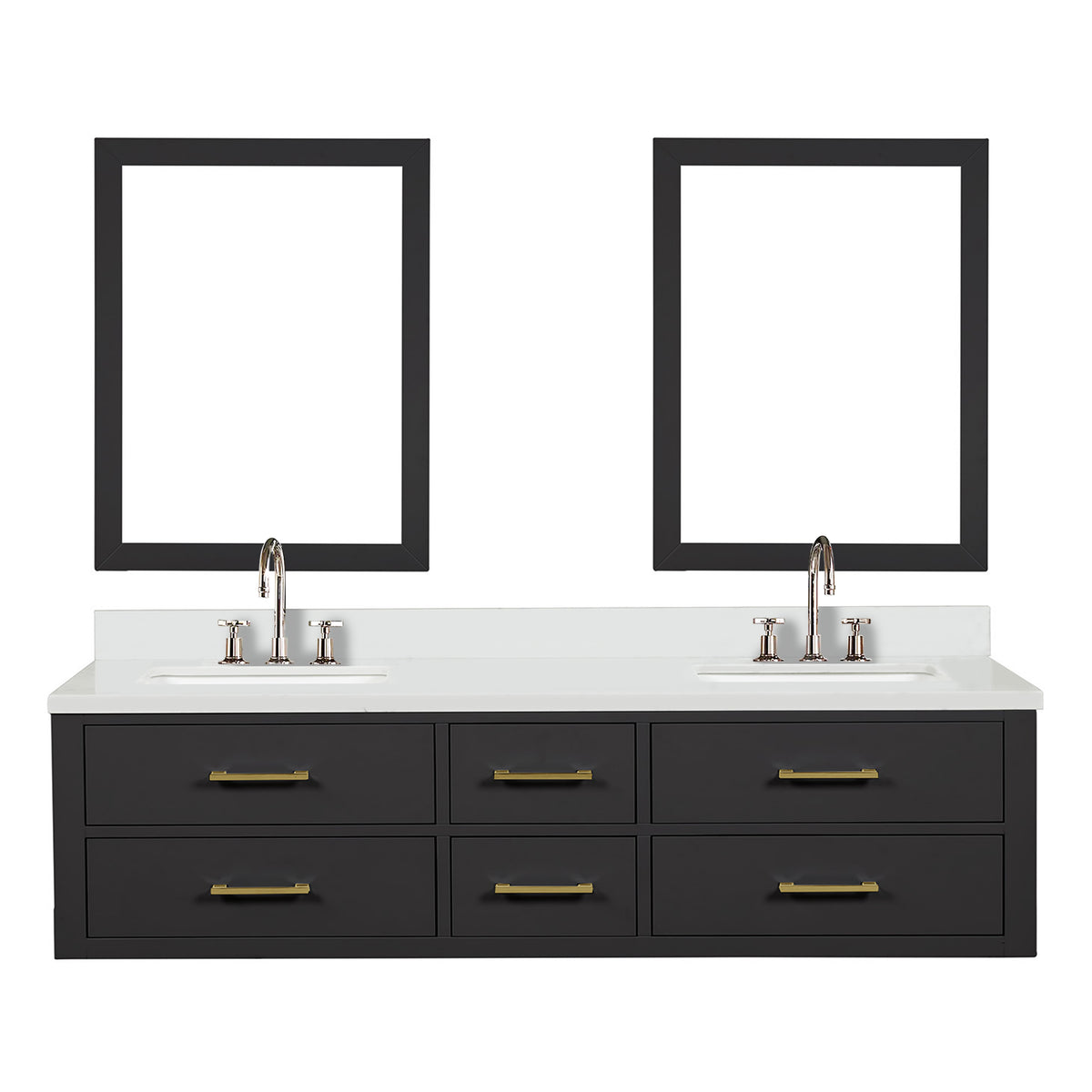 Lexora Castor 72 in. Black Double Sink Bath Vanity