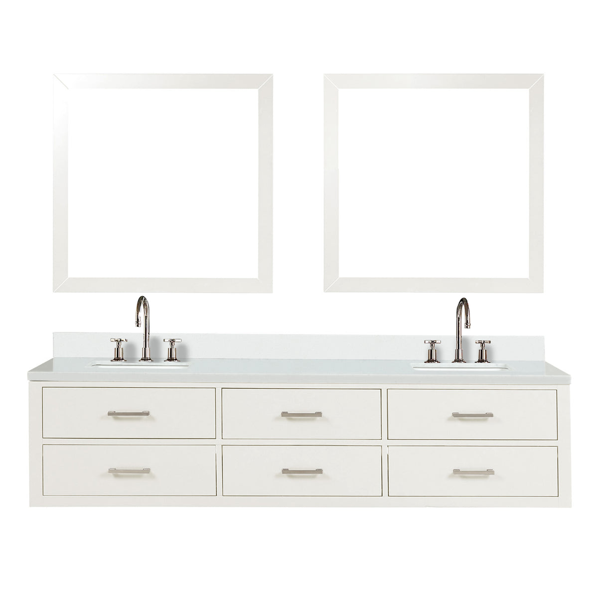 Lexora Castor 80 in. White Double Sink Bath Vanity