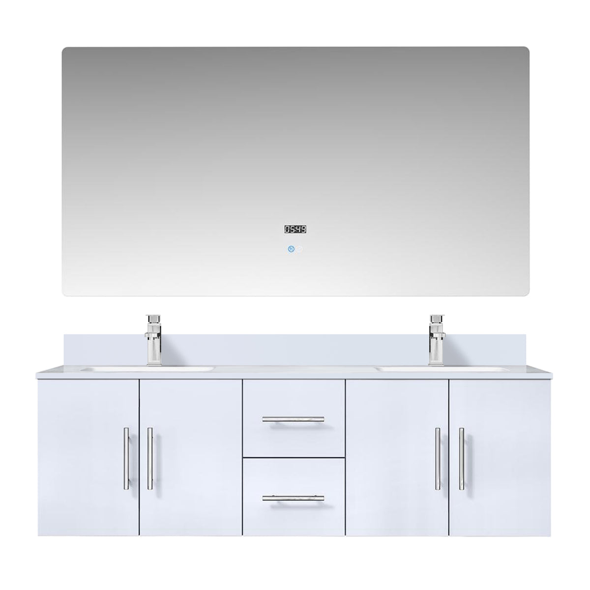 Lexora Geneva 60 in. Glossy White Double Sink Bath Vanity