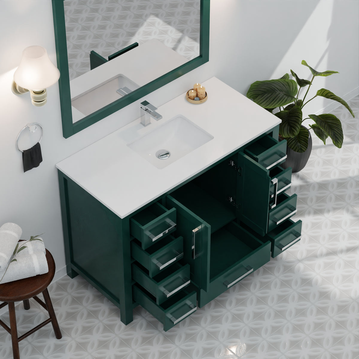 Lexora Jacques 48 in. Green Single Sink Bath Vanity