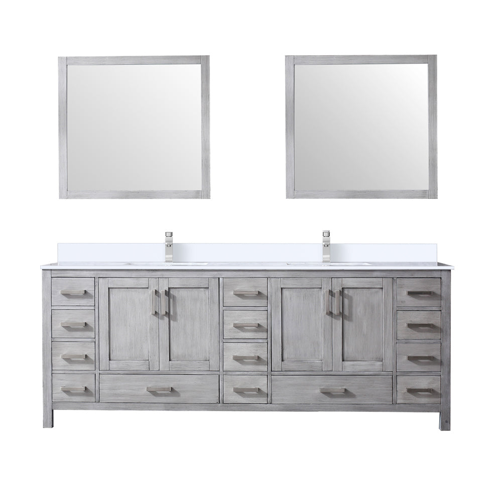 Lexora Jacques 84 in. Distressed Grey Double Sink Bath Vanity
