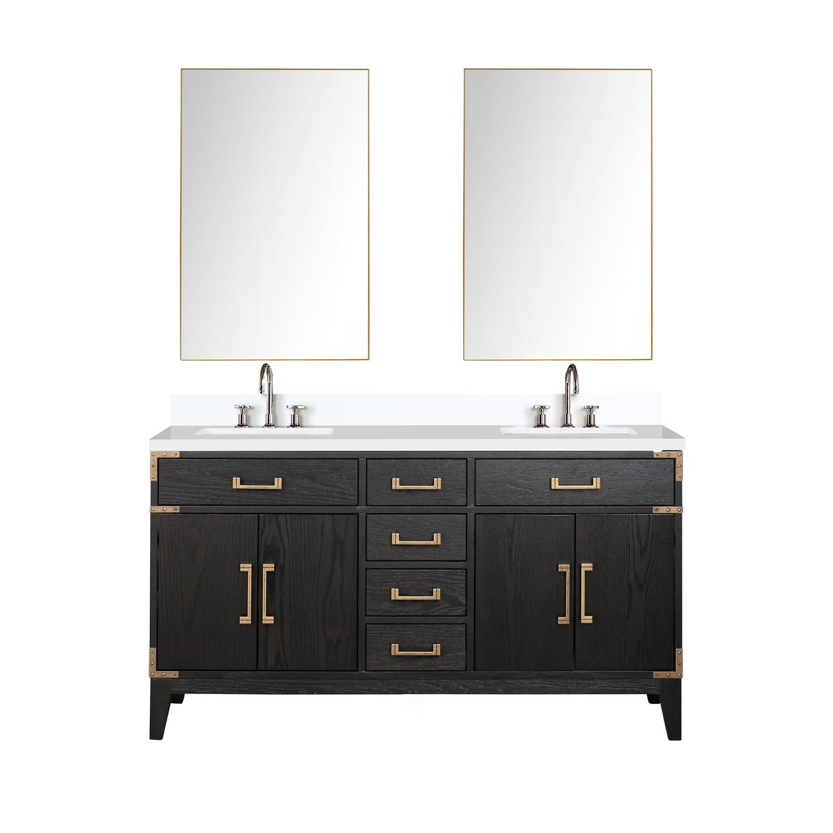 Lexora Laurel 60 in. Black Oak Double Sink Bath Vanity