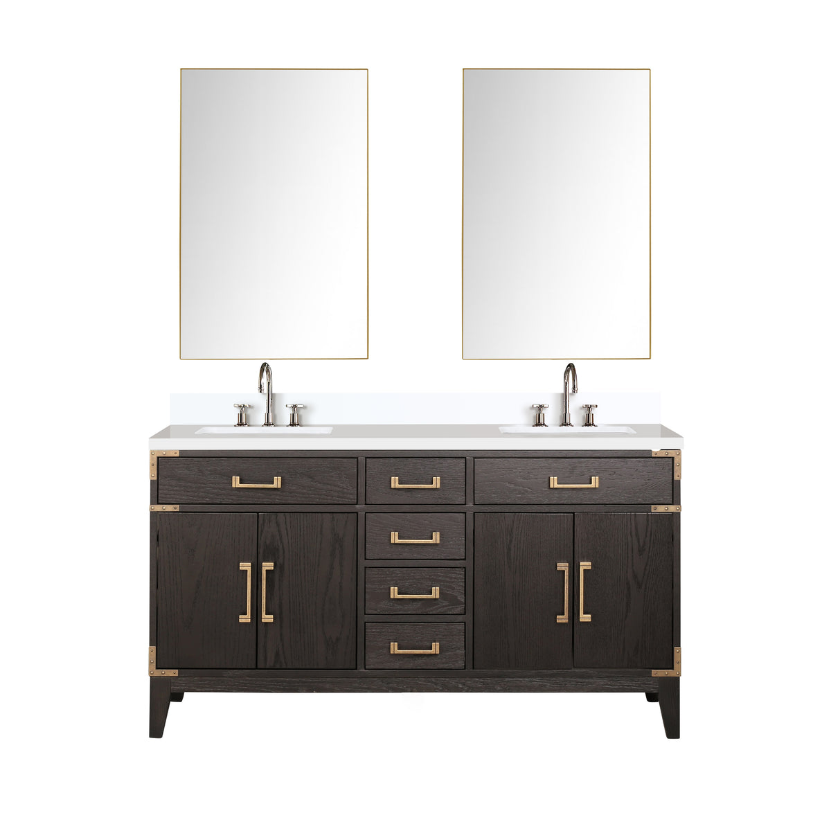 Lexora Laurel 60 in. Brown Oak Double Sink Bath Vanity