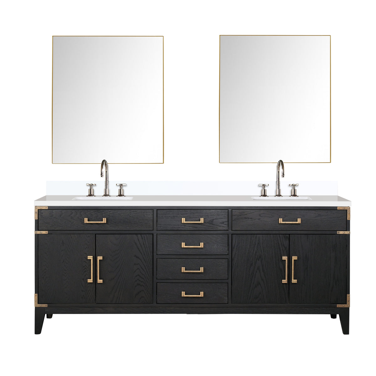 Lexora Laurel 80 in. Black Oak Double Sink Bath Vanity