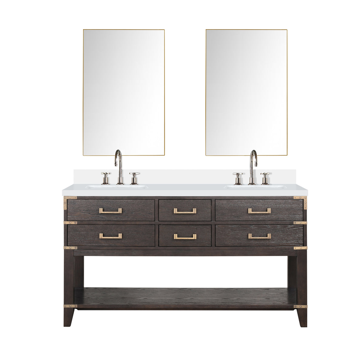 Lexora Norwalk 60 in. Brown Oak Double Sink Bath Vanity