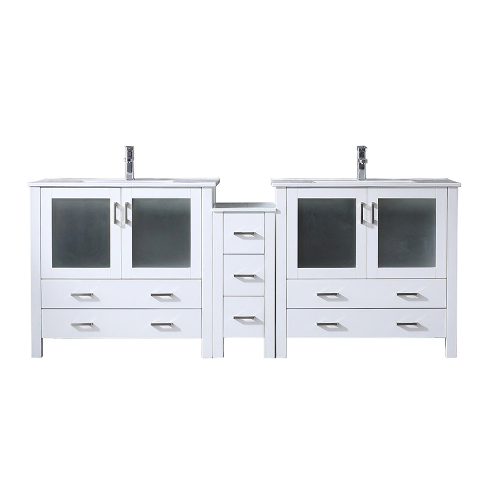 Lexora Volez 84 in. White Double Sink Bath Vanity